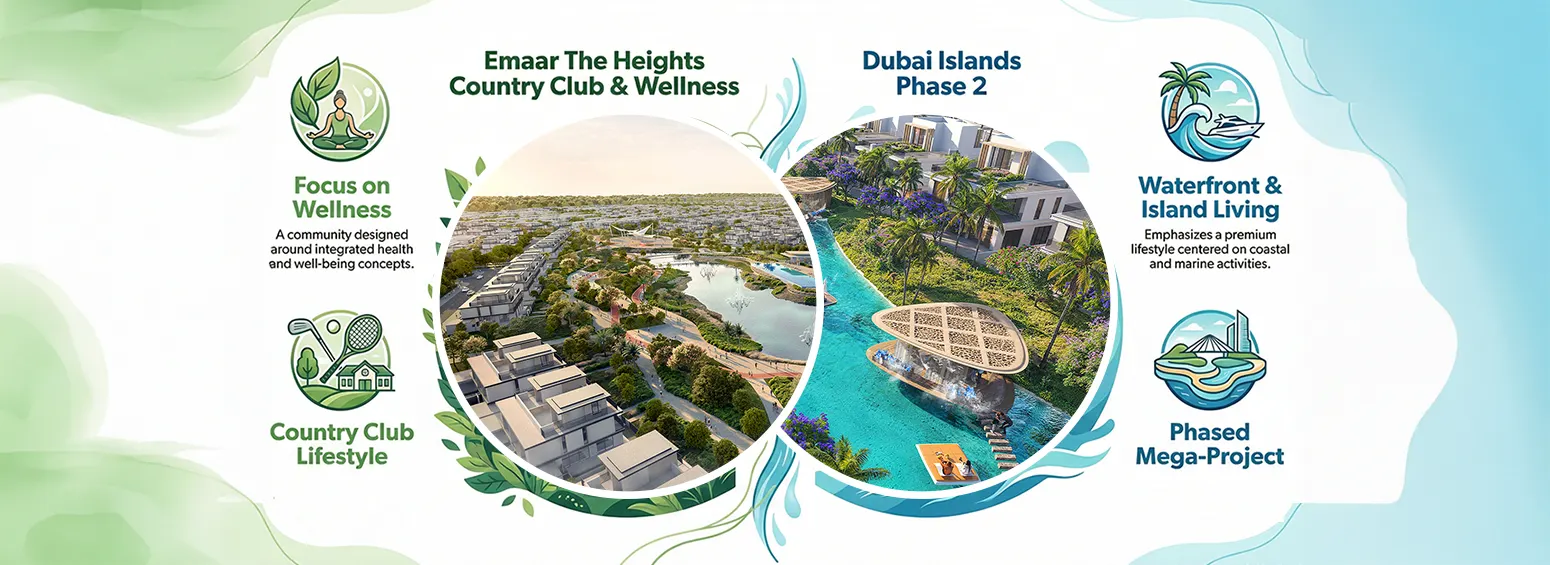Emaar The Heights Country Club & Wellness vs DAMAC Islands Phase 2